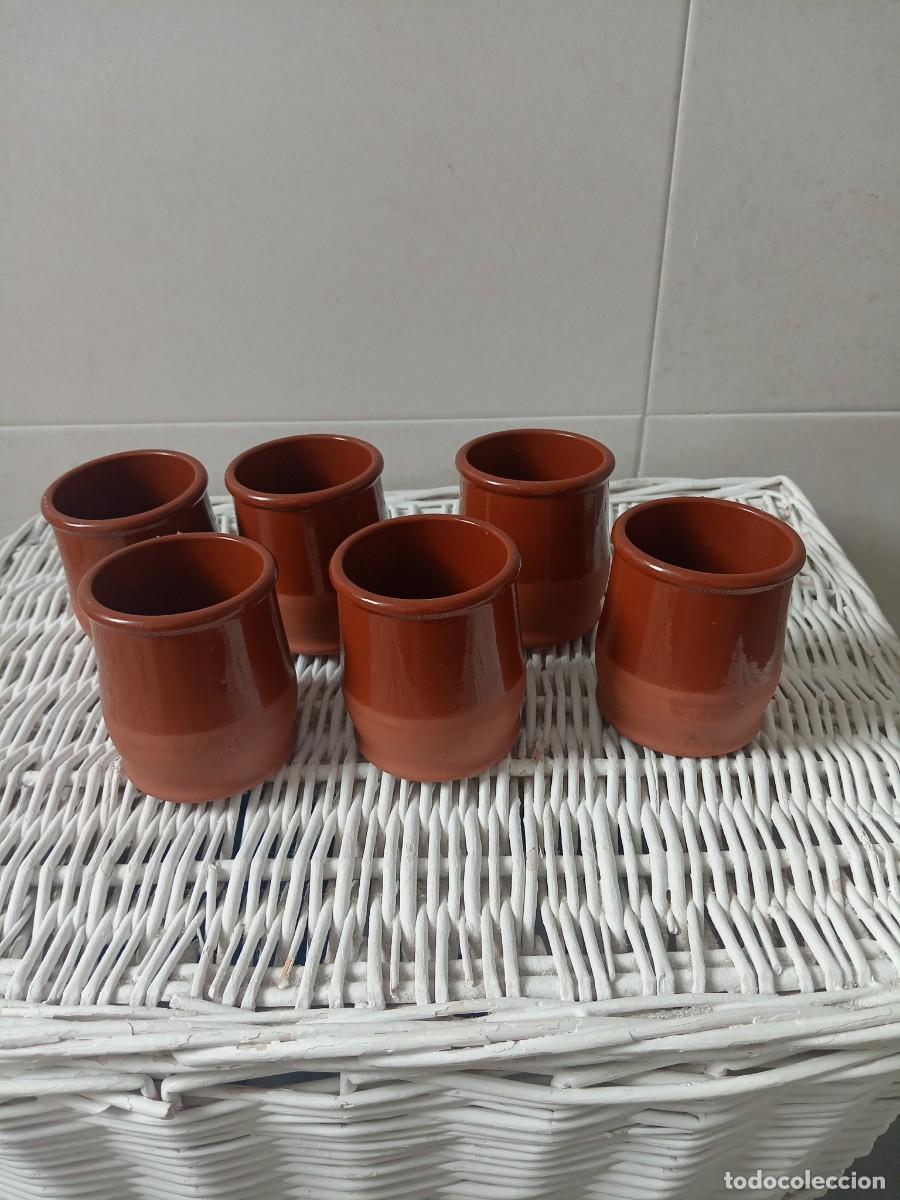 Vintage: Juego de 6 Vasos de Barro para Cuajada y Postres