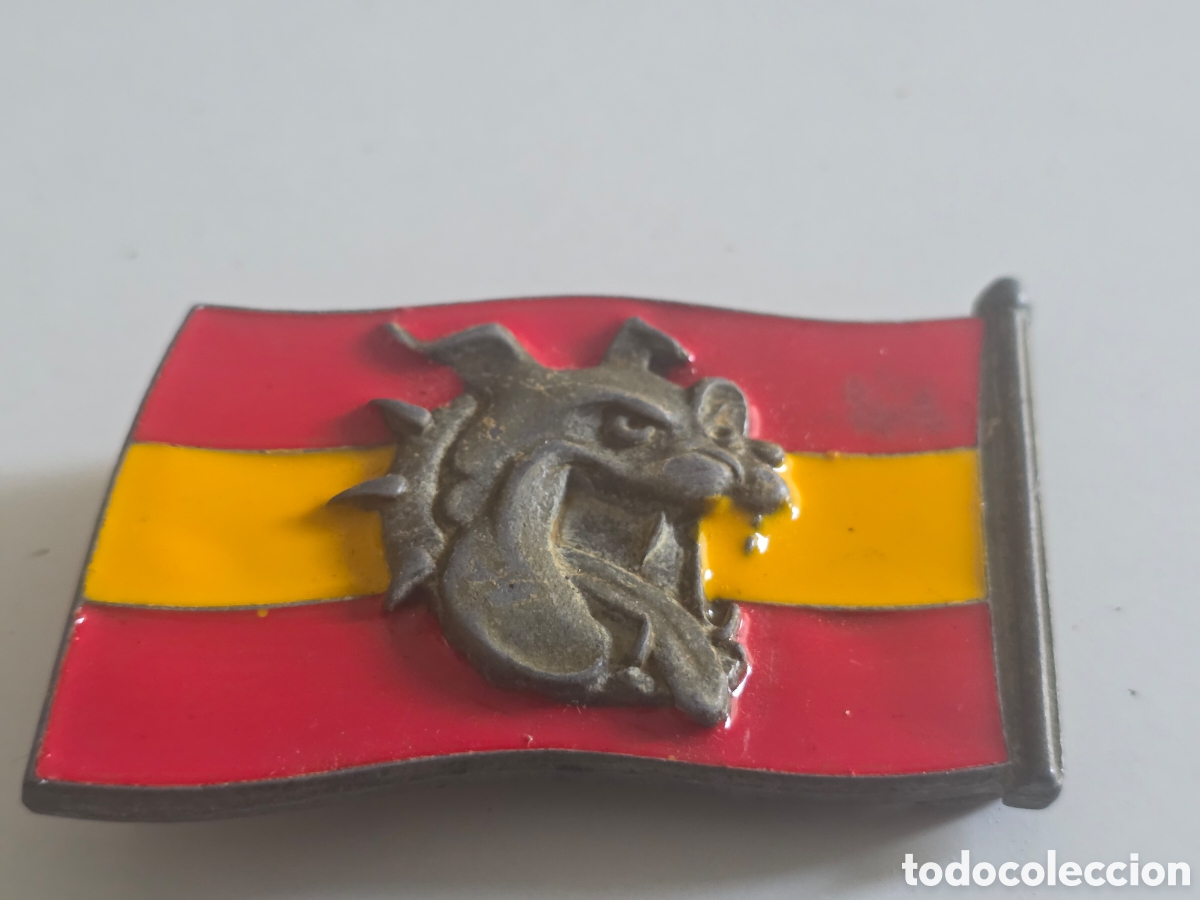 Vintage: hebilla cintur&oacute;n bandera de espa&ntilde;a con drag&oacute;n