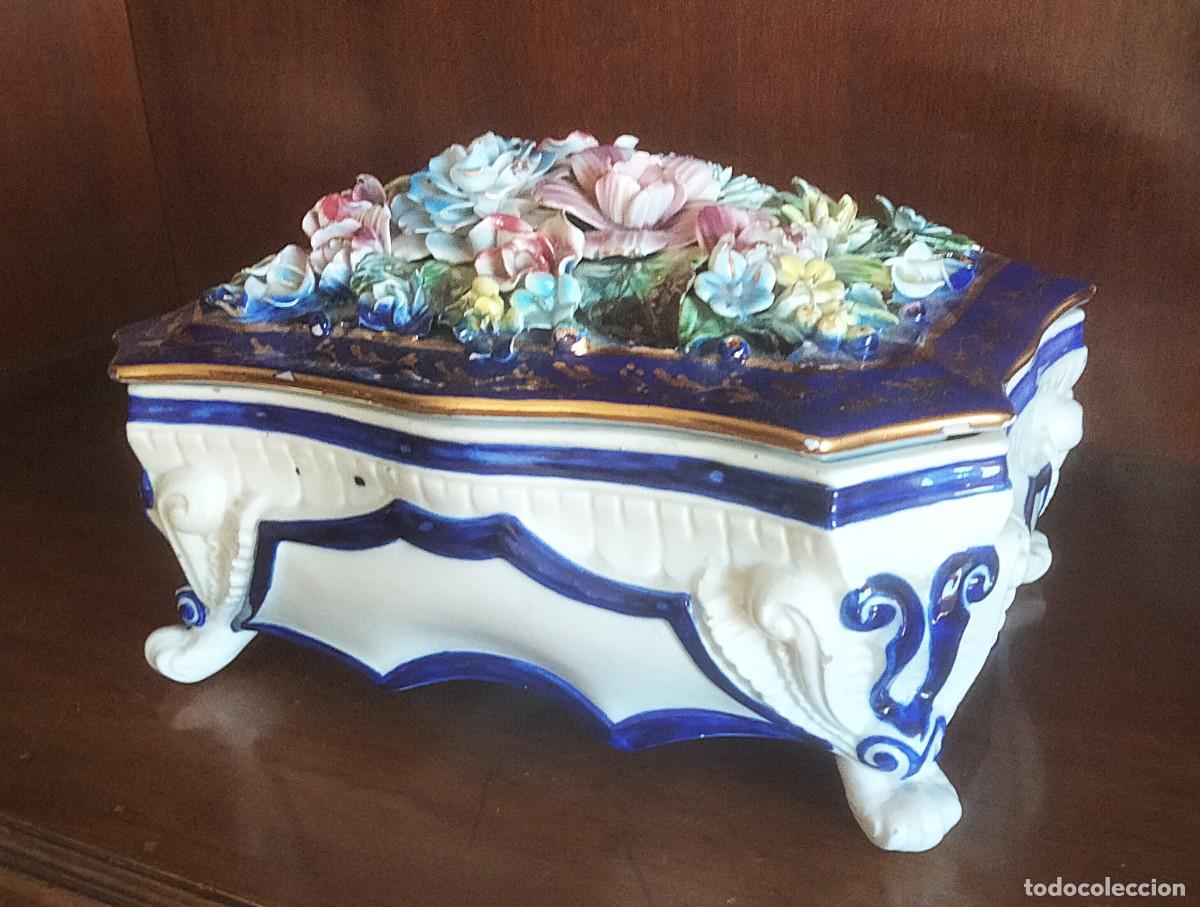 Vintage: Joyero de porcelana grande, estilo Capodimonte