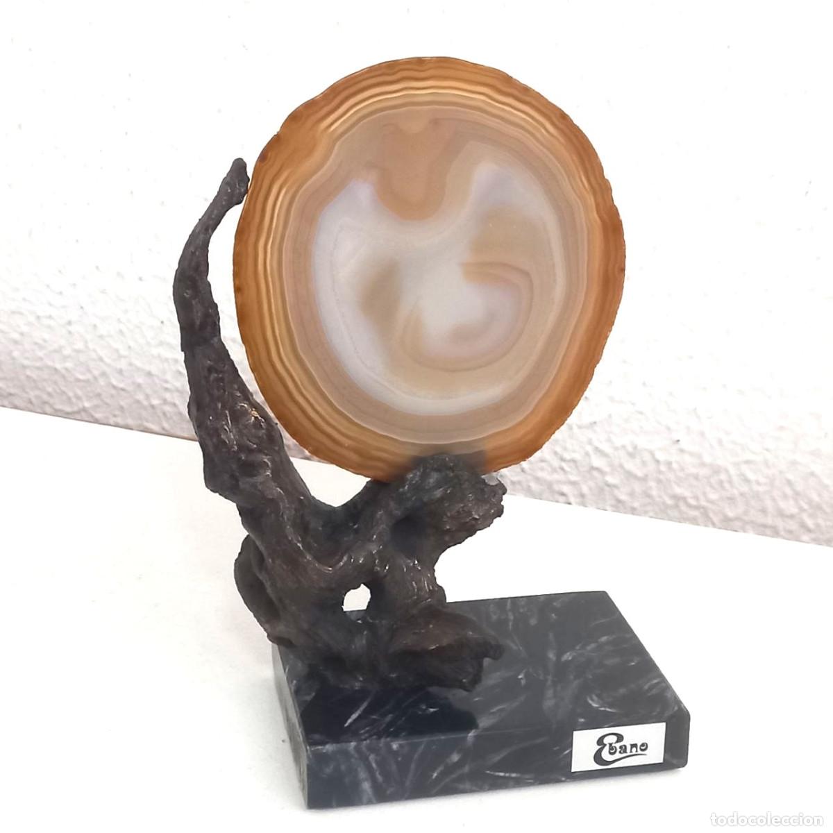 Vintage: Escultura de Bronce y &Aacute;gata - &Eacute;bano Internacional