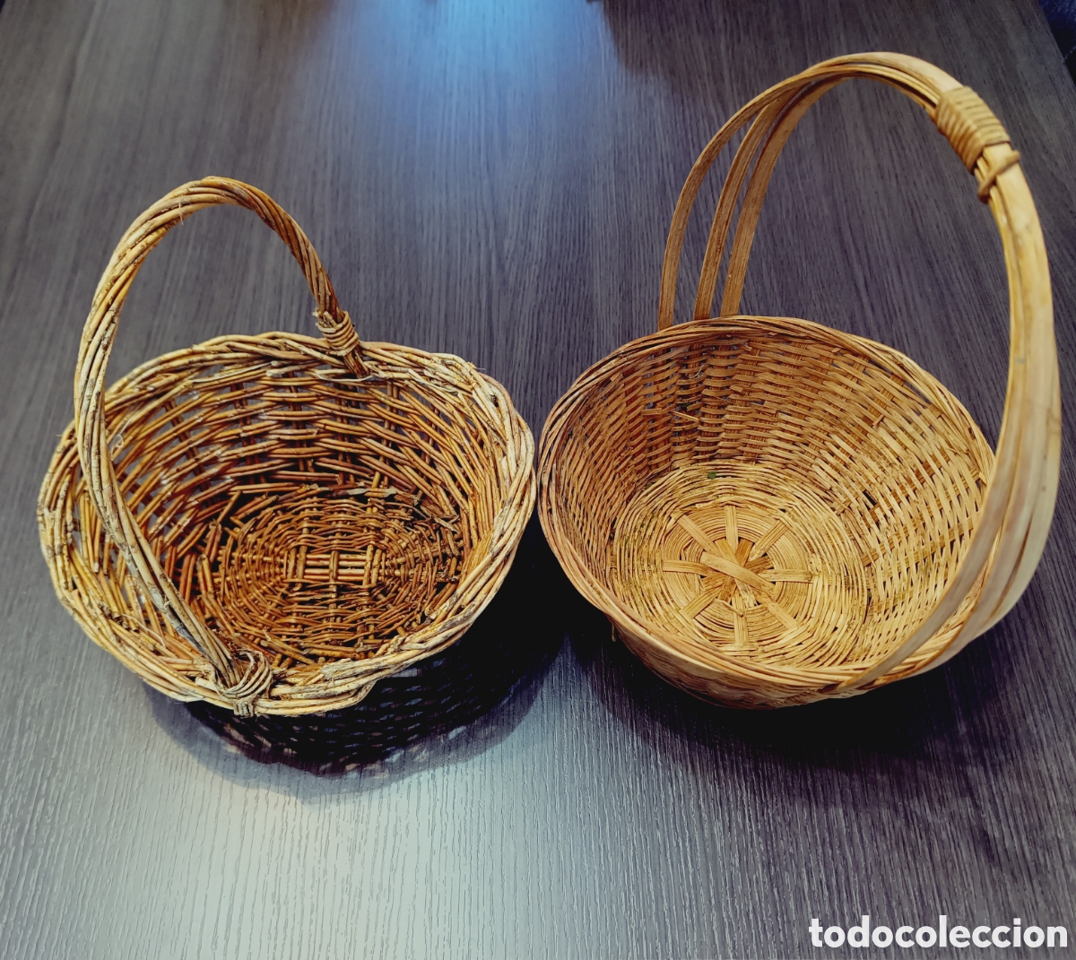 Vintage: Lote 2 Cestas Seteras Mimbre - Foto 1