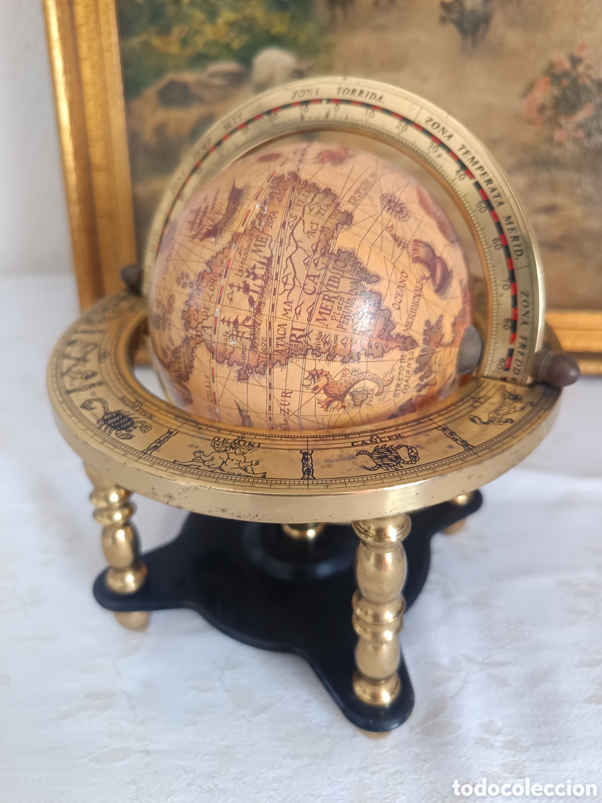 Vintage: Globo terr&aacute;queo bronce y esfera de papel - Foto 1