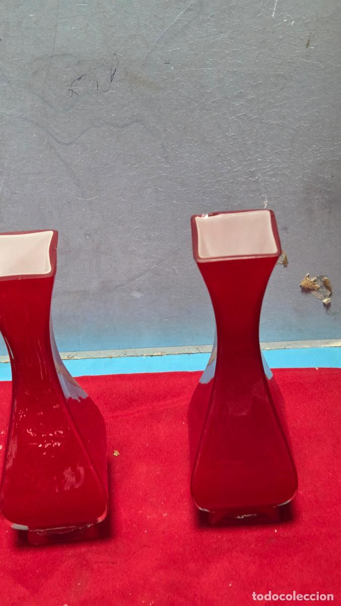 Vintage: parejas de jarrones cristal opalino