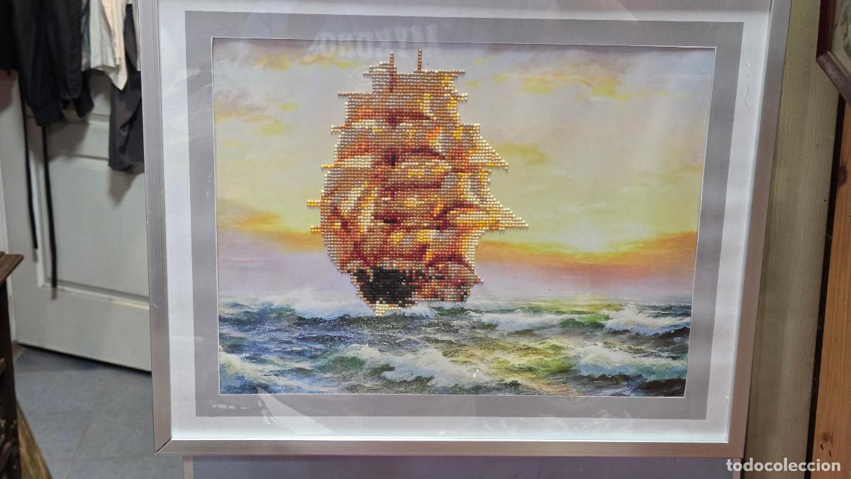 Vintage: cuadro con punto de cruz barco