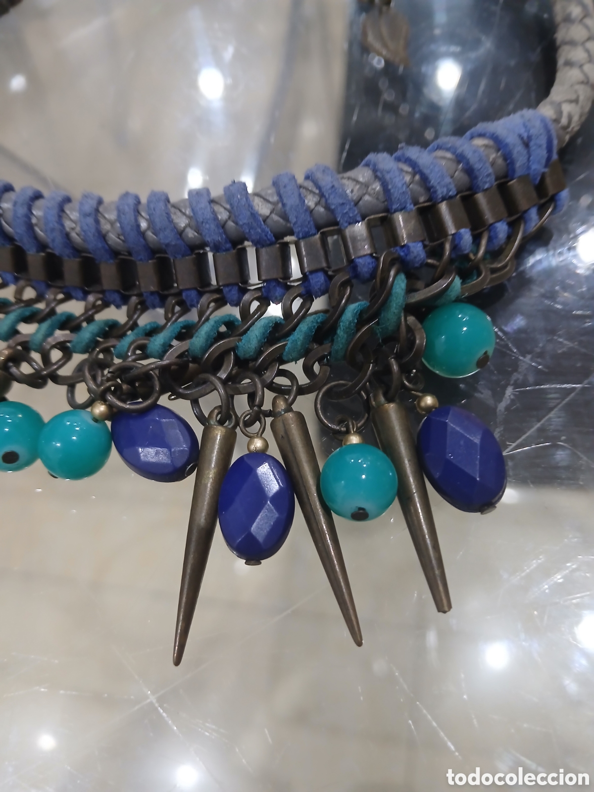 Vintage: Collar piedras y pieel - Foto 2