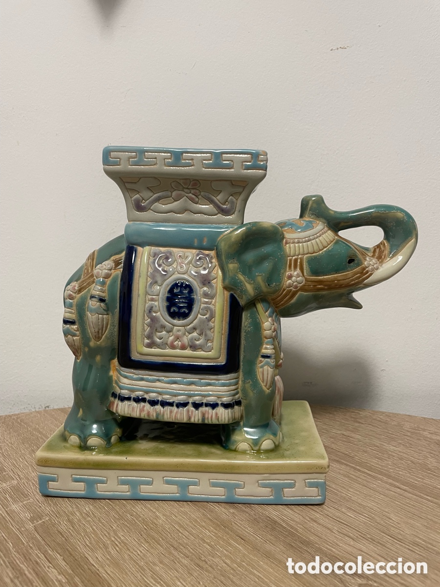 Vintage: ELEFANTE CER&Aacute;MICA CHINO - Foto 2