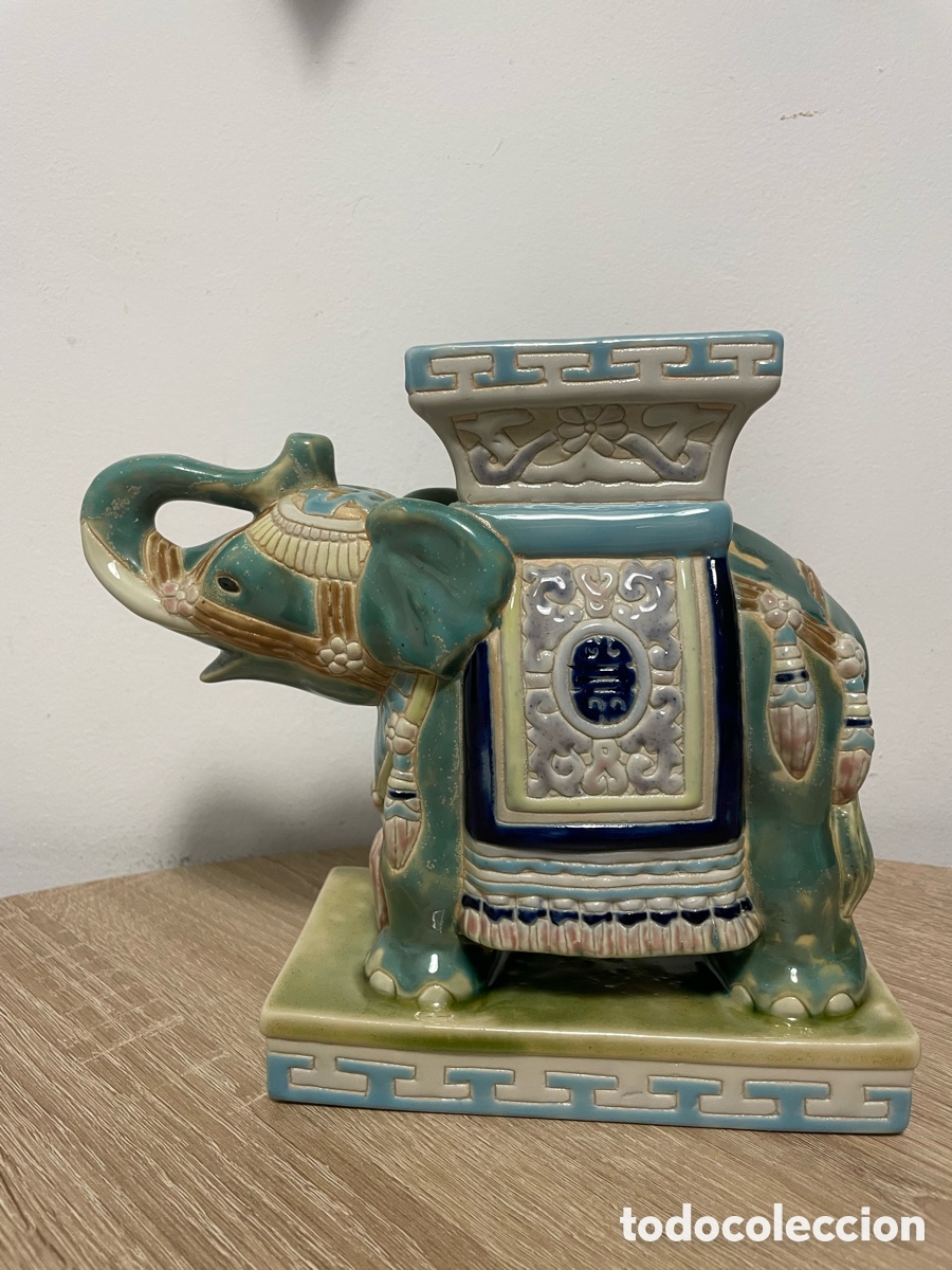 Vintage: ELEFANTE CER&Aacute;MICA CHINO - Foto 5