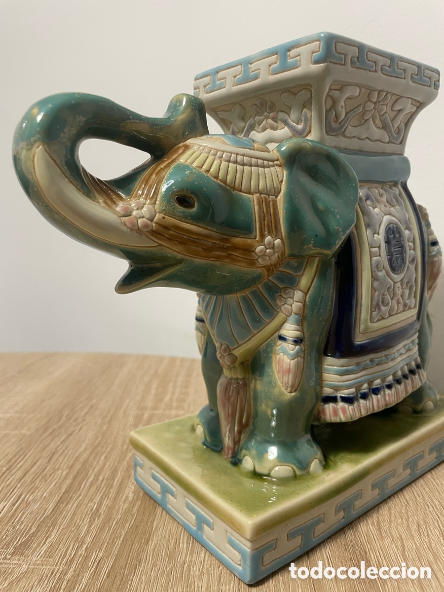 Vintage: ELEFANTE CER&Aacute;MICA CHINO - Foto 7