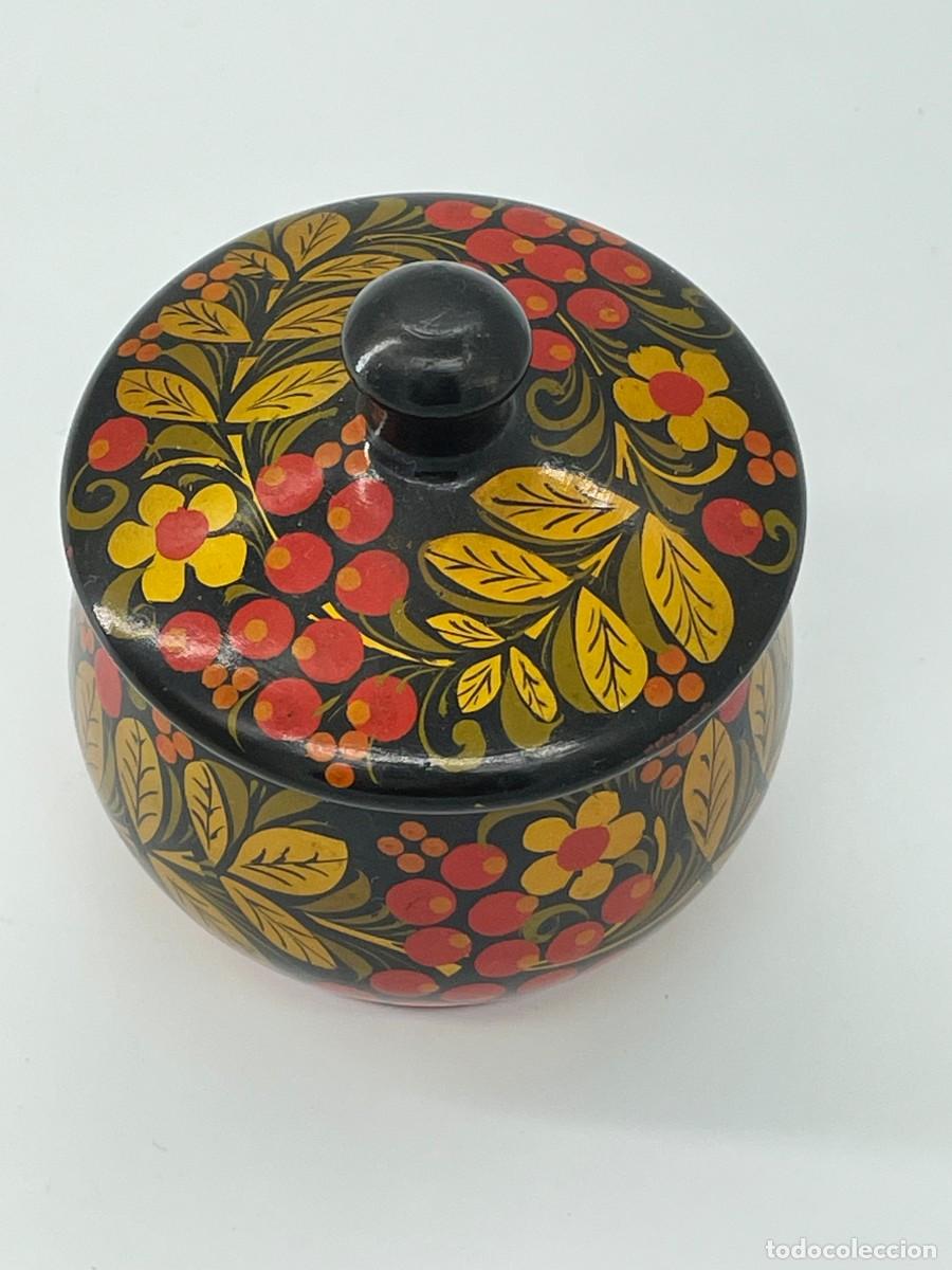 Vintage: Tarro de madera lacada. Khokhloma. - Foto 2
