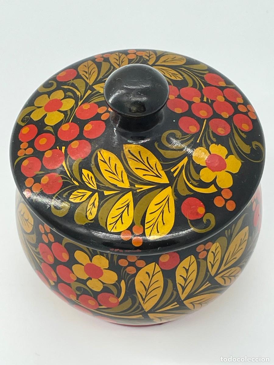 Vintage: Tarro de madera lacada. Khokhloma. - Foto 3