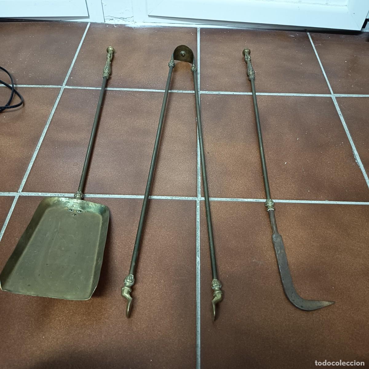 Vintage: Juego de 3 herramientas de chimenea - Foto 2