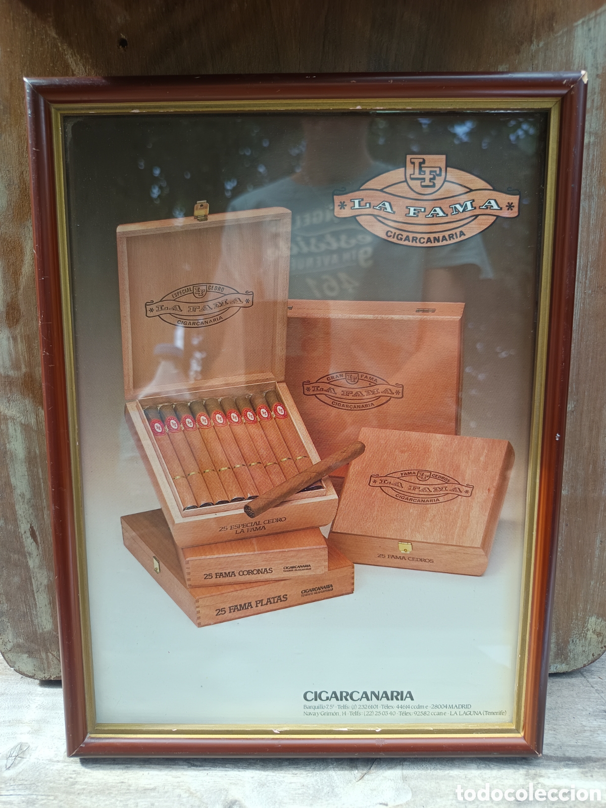 Vintage: Cuadro publicidad de puros La Fama cigarcanaria