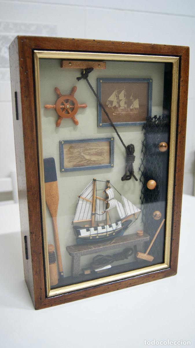 Vintage: Cuelga llaves en madera detalles marinero