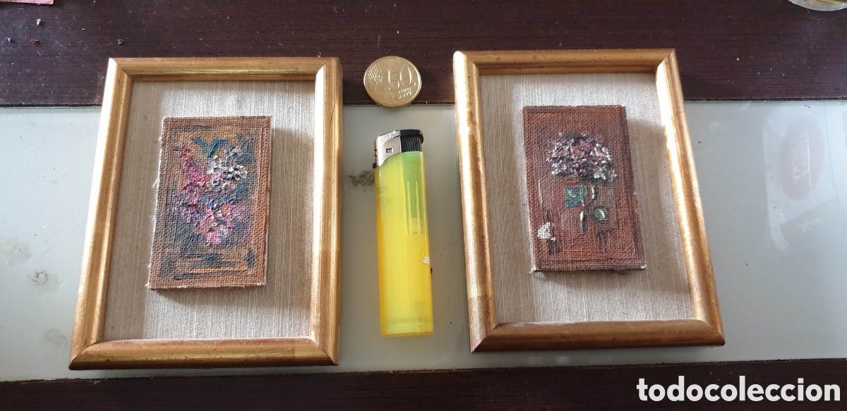 Vintage: Peque&ntilde;as pinturas o grabados con motivos florales