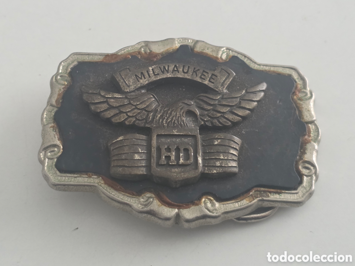 Vintage: hebilla vintage milwaukee hd &aacute;guila motor