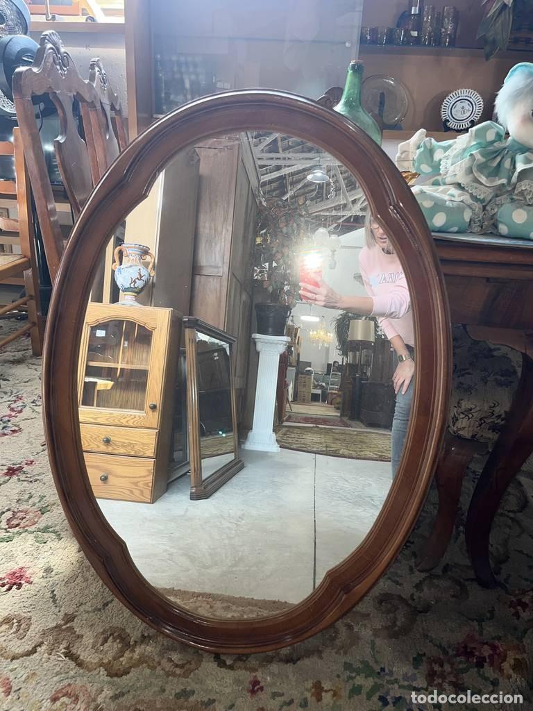 Vintage: ESPEJO OVALADO DE MADERA - Foto 2