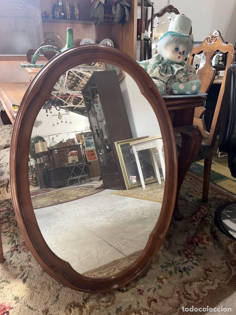 Vintage: ESPEJO OVALADO DE MADERA - Foto 4
