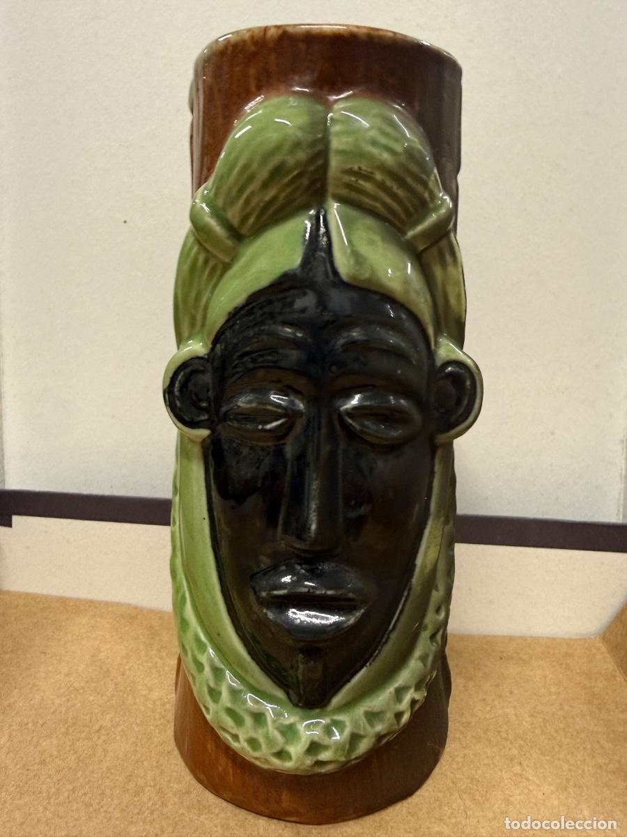 Vintage: Curioso VASO o JARRON estilo TIKI, VINTAGE, KITSCH. ideal para coctel exotico. 19cms alto