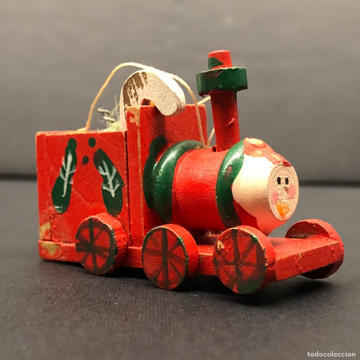 Vintage: FIGURA DE TREN NAVIDE&Ntilde;O DE MADERA EN MINIATURA - VINTAGE - 5 CM / 1568