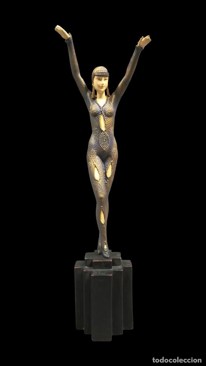Vintage: FIGURA RESINA SIMIL CRISELEFANTINA BAILARINA ART DECO DEMETRE CHIPARUS