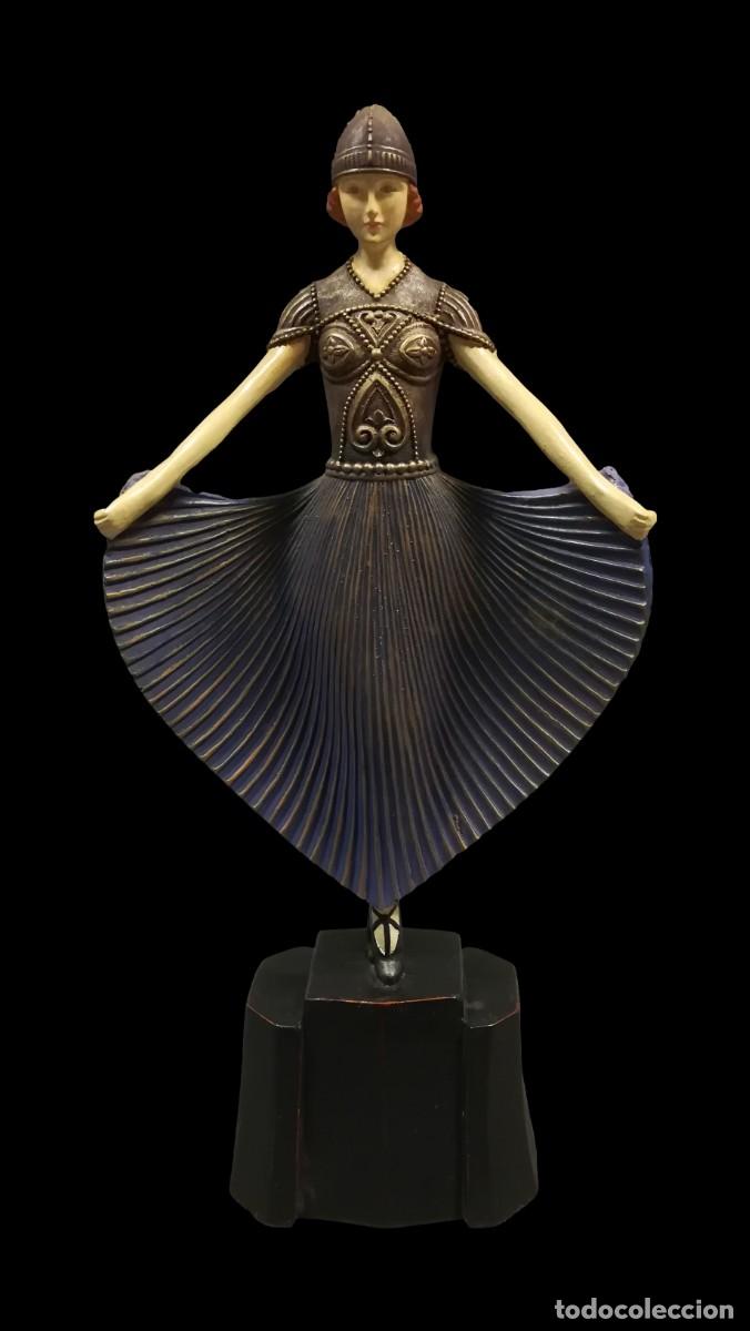 Vintage: FIGURA RESINA SIMIL CRISELEFANTINA BAILARINA ART DECO DEMETRE CHIPARUS