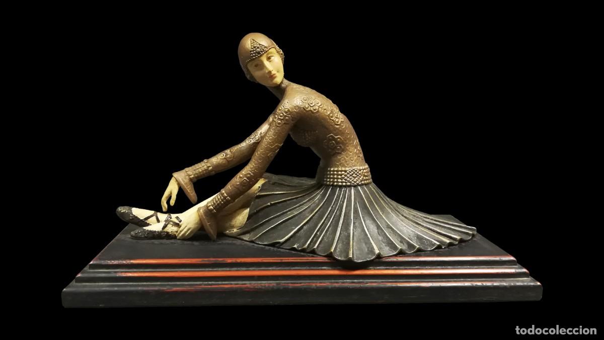 Vintage: FIGURA RESINA SIMIL CRISELEFANTINA BAILARINA ART DECO DEMETRE CHIPARUS