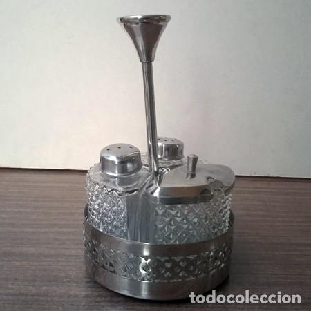 Vintage: Salpimentero con salsera de Cristaleria Valenciana
