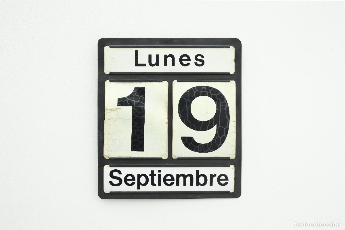 Vintage: calendario perpetuo pared vintage metalico blanco negro retro a&ntilde;os 7 espa&ntilde;a