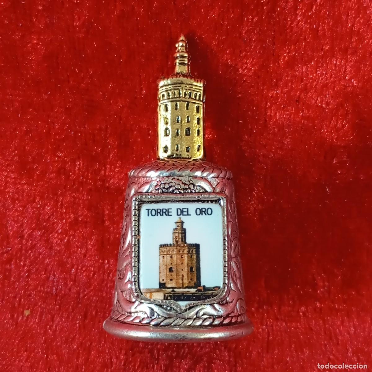 Vintage: HERMOSO DEDAL DECORATIVO - RECUERDO EN MINIATURA - TORRE DEL ORO, SEVILLA - 4 CM