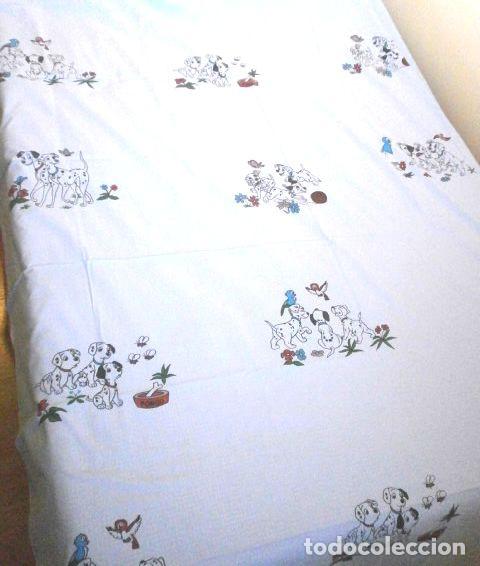 Vintage: S&aacute;bana y funda de almohada para Cama Infantil - 170x110 cm - Dibujos 101 D&aacute;lmatas Disney -Color azul