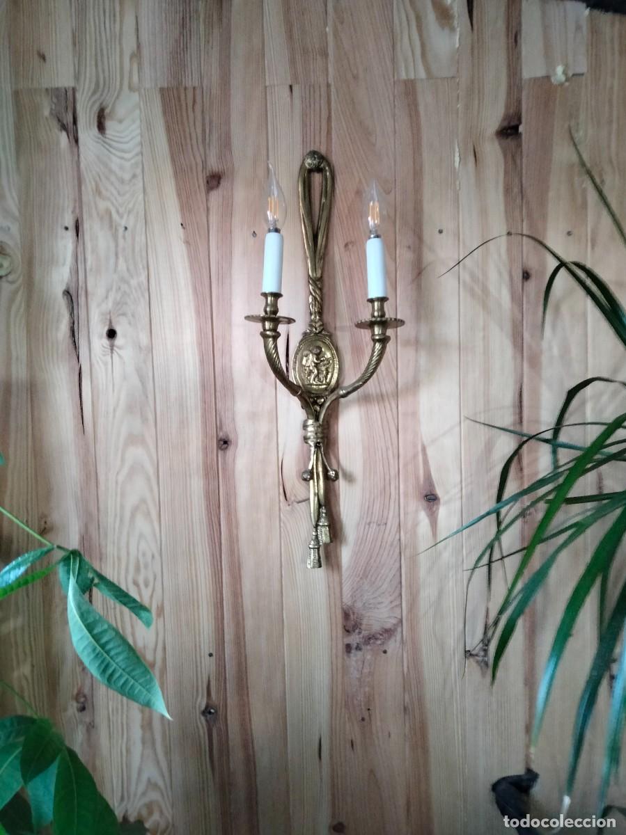 Vintage: Preciosa pareja de grandes apliques Luis XVI -Bronce macizo cincelado,60 cm 6 kg
