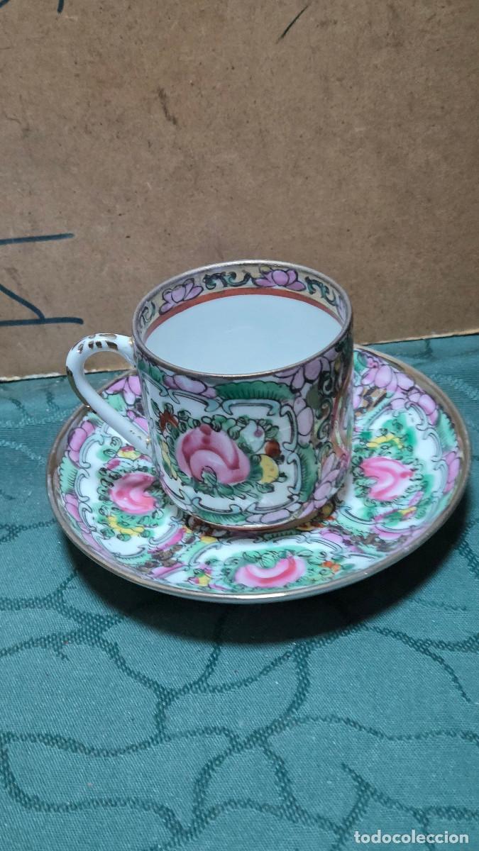 Vintage: taza y plato de porcelana oriental