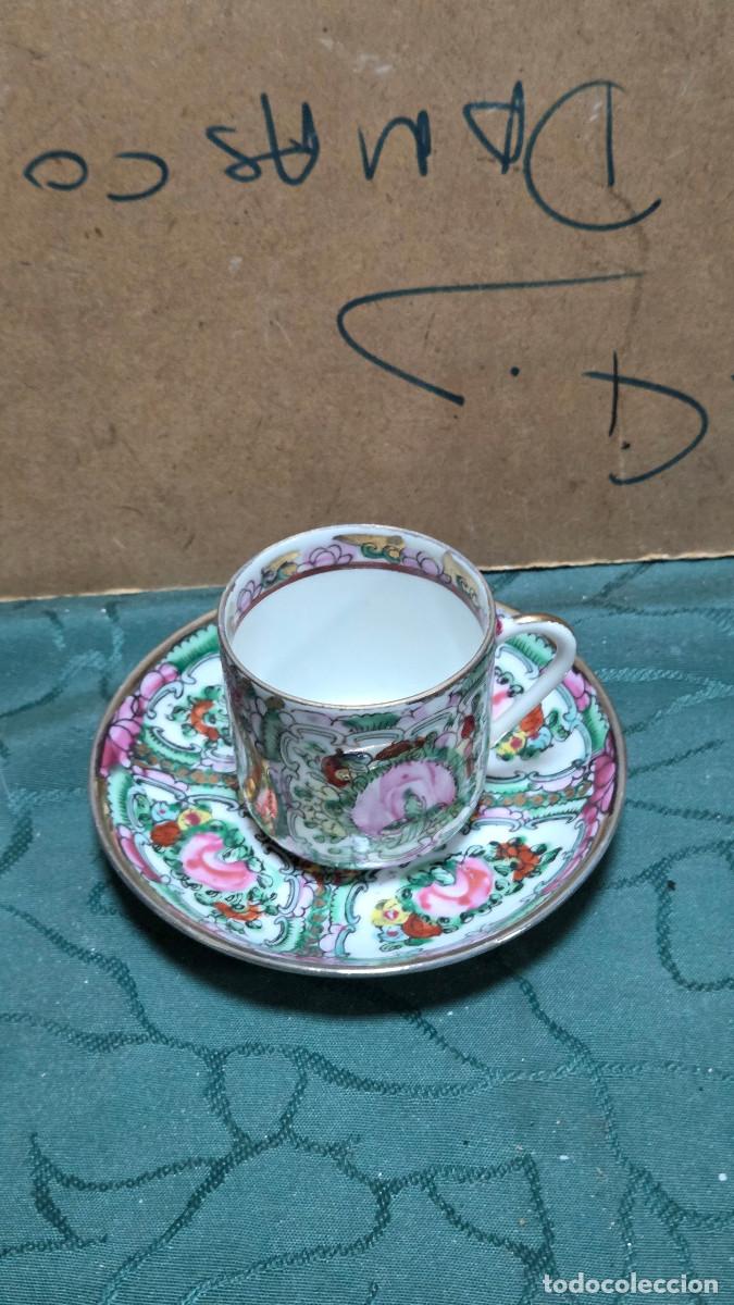 Vintage: taza y plato de porcelana oriental