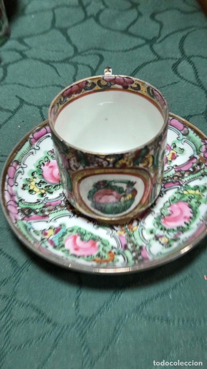 Vintage: taza y plato de porcelana oriental