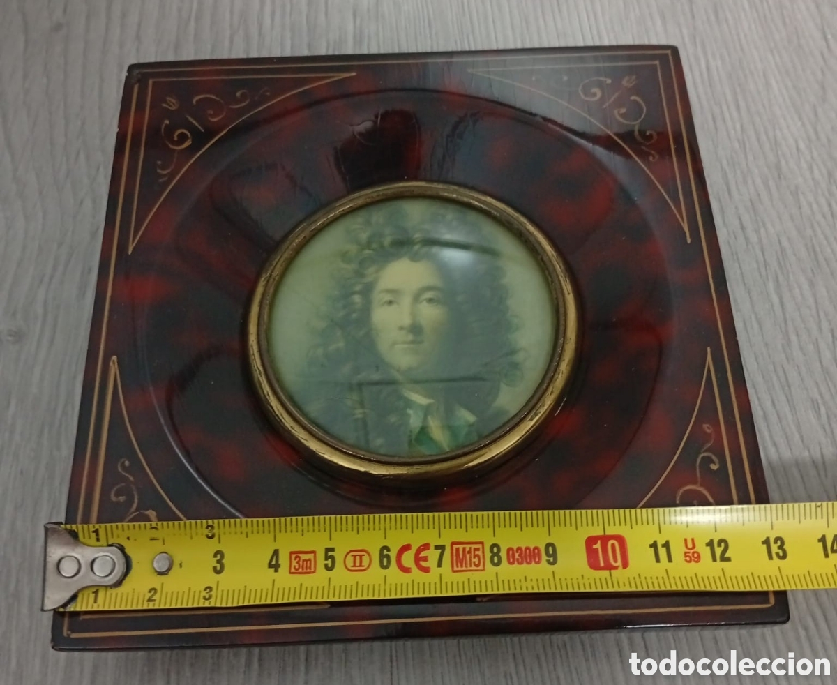 Vintage: Cuadro en miniatura de Moli&egrave;re en marco estilo carey - Foto 3