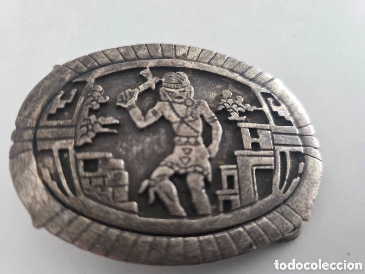 Vintage: hebilla de cintur&oacute;n vintage guerrero indio 1990
