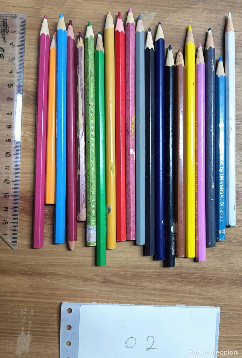 Vintage: LOTE 20 L&Aacute;PICES DE COLORES PARA COLOREAR - MADERA - STAEDTLER Y OTRAS MARCAS - BUEN ESTADO