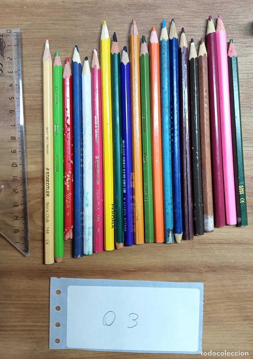 Vintage: LOTE 20 L&Aacute;PICES DE COLORES PARA COLOREAR - MADERA - STAEDTLER, BIC, MILAN Y OTRAS MARCAS