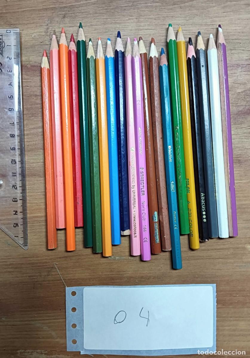 Vintage: LOTE 20 L&Aacute;PICES DE COLORES PARA COLOREAR - MADERA - STAEDTLER, BIC, MILAN, CARIOCA