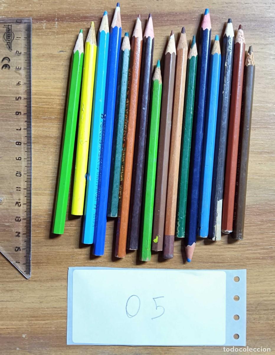 Vintage: LOTE 16 L&Aacute;PICES DE COLORES PARA COLOREAR - MADERA - STAEDTLER, CARIOCA Y OTRAS MARCAS