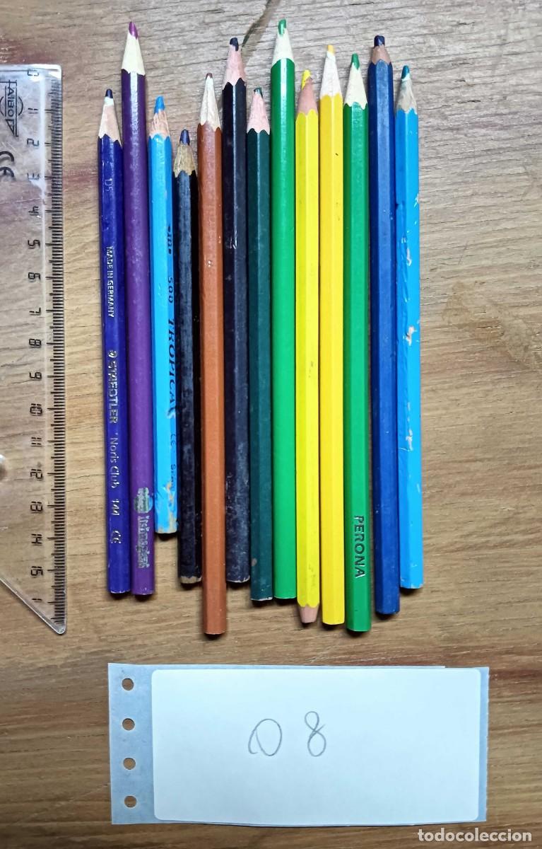 Vintage: LOTE 13 L&Aacute;PICES DE COLORES PARA COLOREAR - MADERA - STAEDTLER NORIS CLUB, PERONA Y OTRAS MARCAS