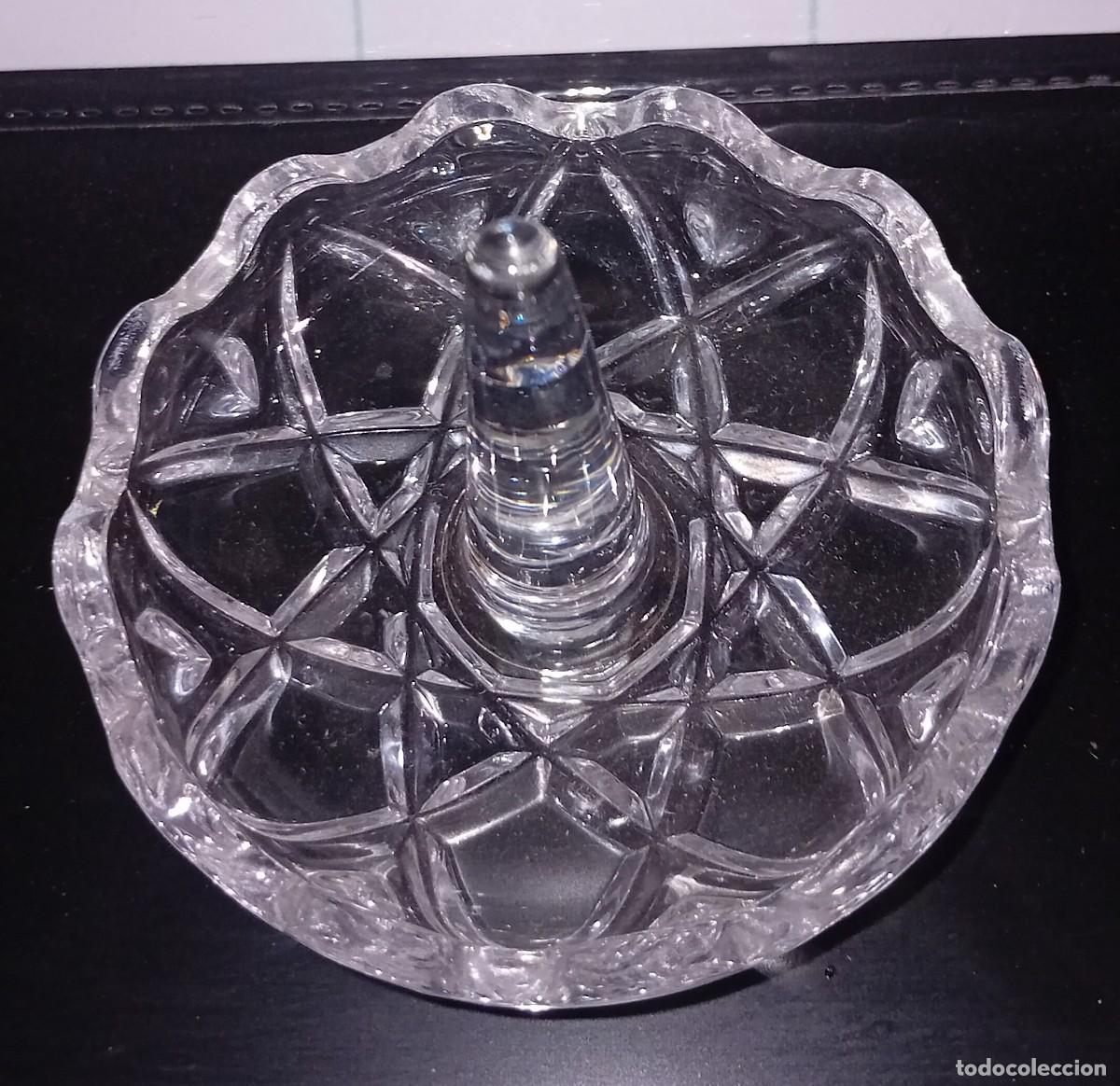 Vintage: Anillero de cristal prensado. Joyero de tocador vintage