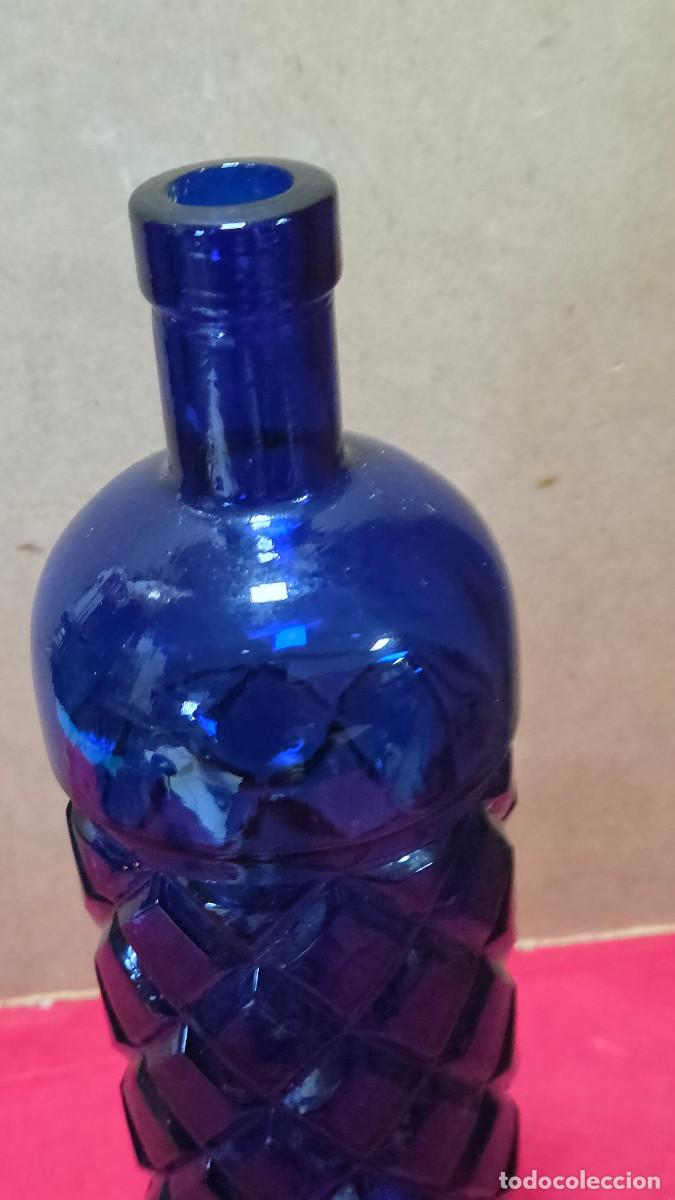 Vintage: botella de cristal azul - Foto 3