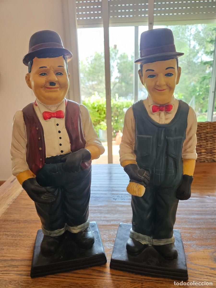 Vintage: Pareja de estatuas grandes El Gordo y el Flaco (Laurel & Hardy) - 45 cm