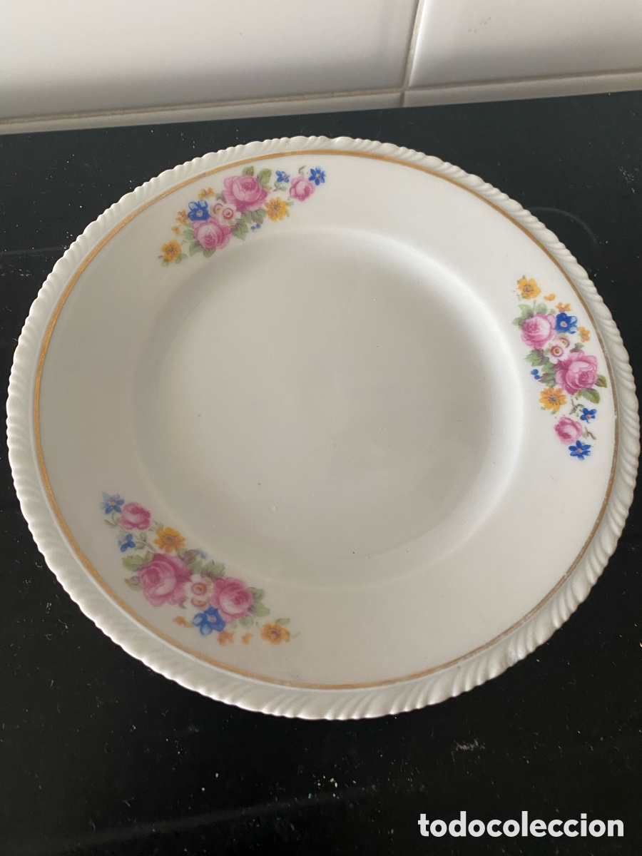 Vintage: Plato de porcelana vintage Winterling Bavaria con flores y oro