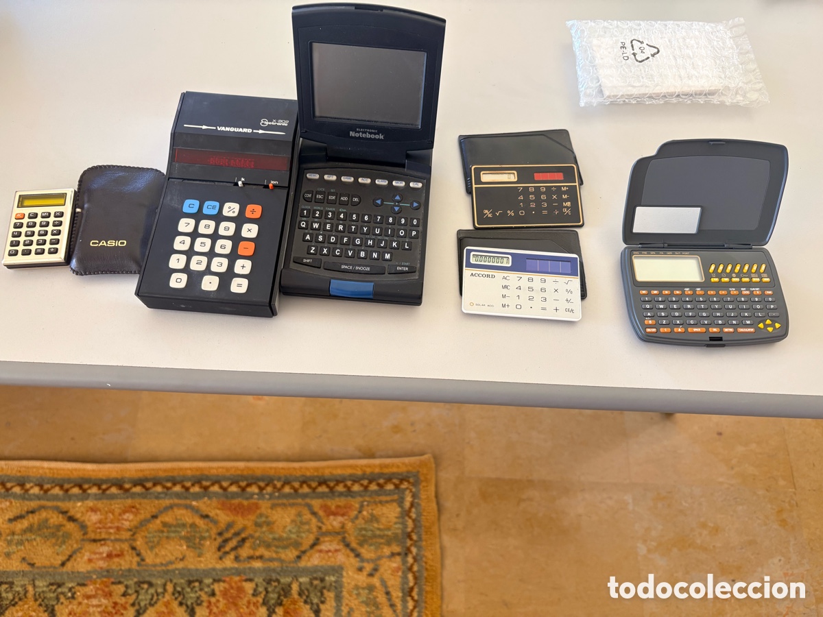 Vintage: Lote 7 Calculadoras Vintage A&ntilde;os 70-90 - Casio, Vanguard LED Rojo, Amstrad Notebook NC100, Bolsillo