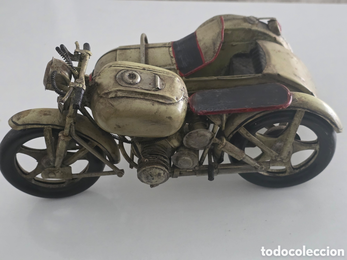 Vintage: moto con sidecar decorativa de metal vintage 32 cm