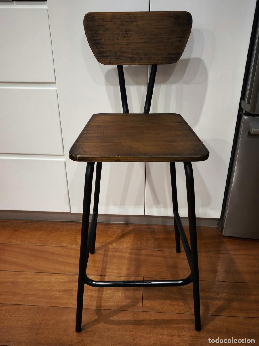 Vintage: Set de 2 Taburetes Altos Estilo Industrial (Madera y Metal)