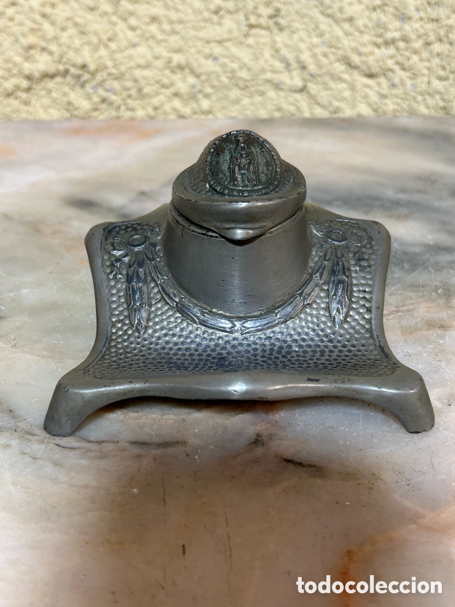 Vintage: guo tintero de metal Nstra Se&ntilde;ora de Montserrat