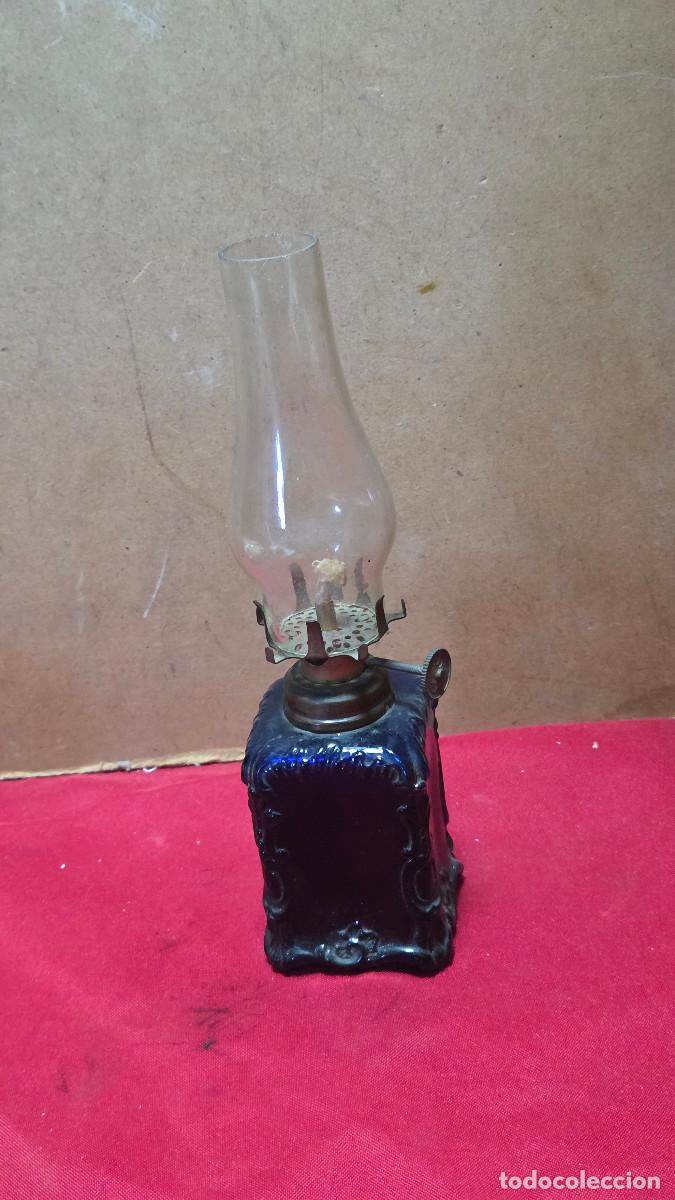 Vintage: quinque de cristal azul